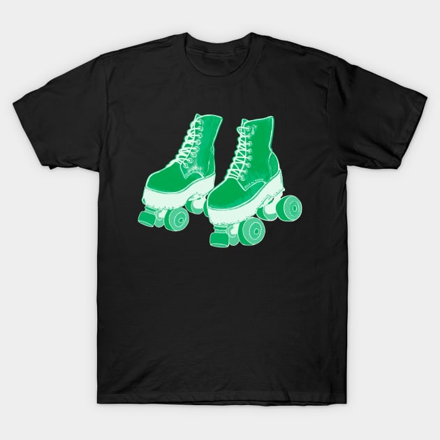 Green Roller Skates T-Shirt by ROLLIE MC SCROLLIE